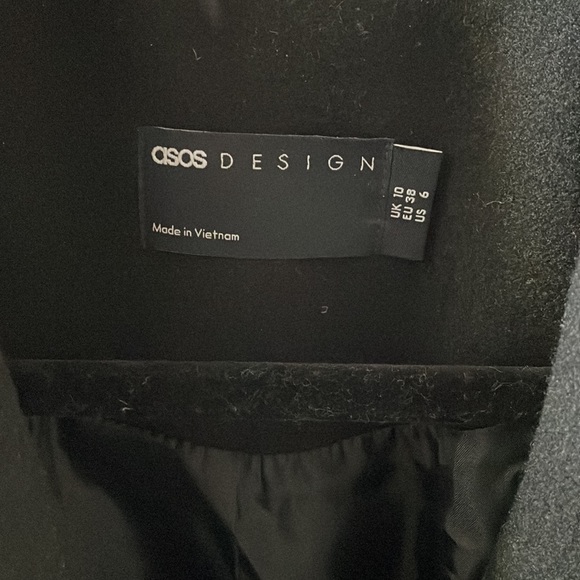 ASOS Design luxe belted coat in black sz 6 US - Picture 2 of 11